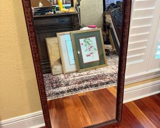 #63 - $58 - Mohogany framed mirror 3 available 26wx38t