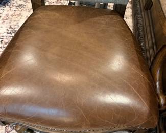 #72 - $200 - Leather bottom office chair has hydrolic lift 25wx29dx43t Hooker