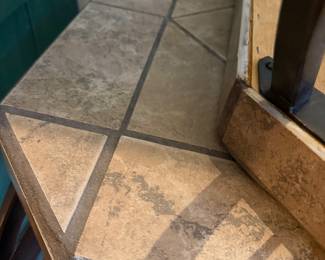#37 - $140 - Pair of wrough iron and tile top end tables 26wx26dx24