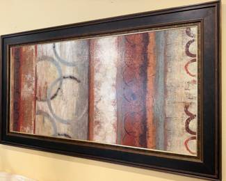 #54 - $78 - Brown with grey & red framed print 69wx39t