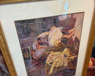 #58 - $46 - D. McCaw 235 / 1000 "quiet time" Woman in chair reading framed art 29wx39t