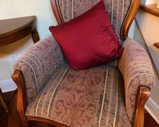 #9 - $140 each - 2 - American Victorian style chairs Red and green paisley 30wx27dx41t