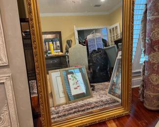 #62 - $160 - Gold framed wood mirror 36wx54t