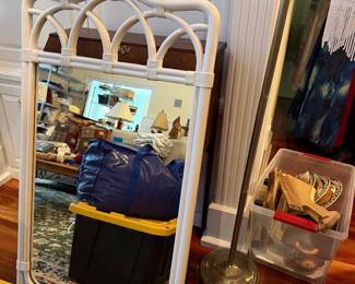 #16 - $80 - White wood mirror with scallop top 27wx47t