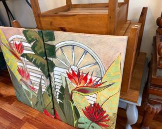 #36 - $56 each - Bird of paradise tropical art 24wx36t