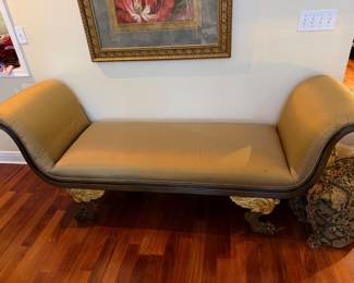 #13 - $375 - Gold silk seatee small stains wing / claw feet 82wx25dx34t
