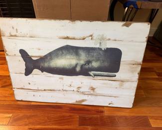 #31 - $125 - Vintage sea life lithograph Whale 35wx24t