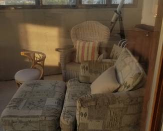 Cozy chair & ottoman; telescope