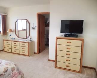 9-drawer dresser; mirror; 5-drawer dresser; TV
