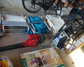 Beach chairs; yard tools