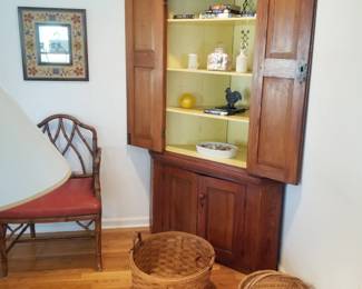 Corner cupboard; baskets