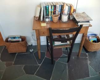 Ladder back chair; 1-drawer desk