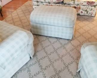Matching ottoman; area rug
