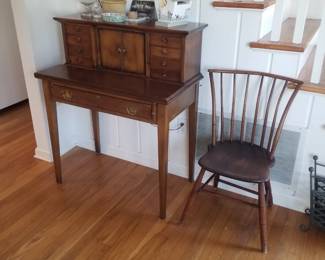 Writing desk; Windsor chair