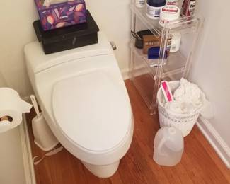 Commode; Lucite bath storage unit