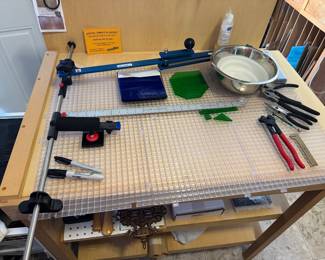 stained glass work table and tools