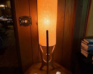 MidCentury Modern Sculptural Walnut Table Lamp 