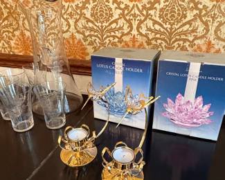 Swarovski Crystal Lotus Candle Holders