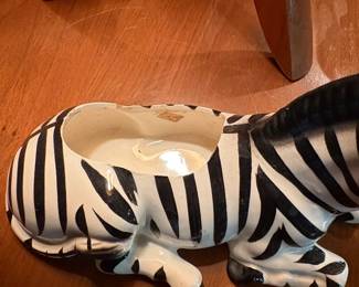 Vintage Ceramic Zebra Planter second image