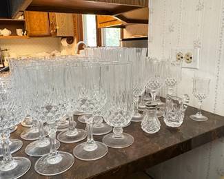 Large Collection of Vintage Cristal dArquesDurand Longchamp Crystal Stemware and Glassware fourth image