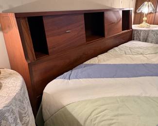 Dixie MidCentury Modern Walnut FullSize Bookcase Headboard