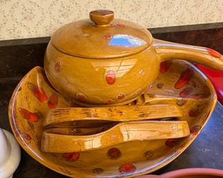 MidCentury Modern Ceramic Salad Serving Set