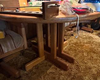 MidCentury Modern Oak Game Table and Chairs Set third image
