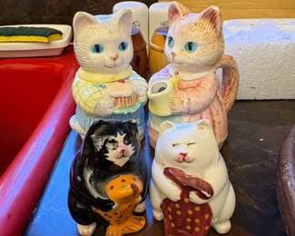 Vintage Avon Country Purrfection Ceramic Cat Set