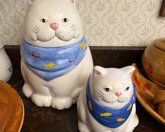 Vintage Coco Dowley Cat Cookie Jar and Matching Canister