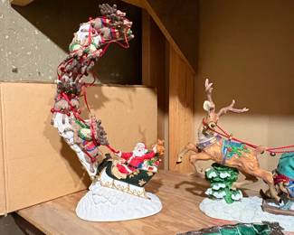 Bronners LightRevolving Santa  Sleigh with Reindeer