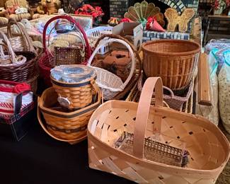 Collection of Assorted Decorative Wicker and Longaberger Baskets