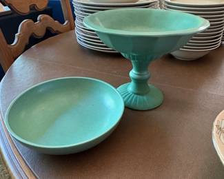 Red Wing Pottery M Bowl and M Compote Set