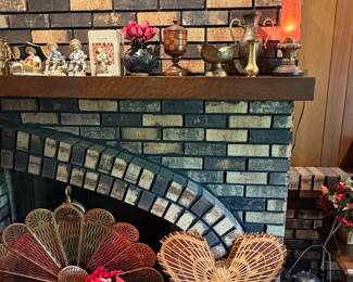 Vintage Brass Fireplace Fan Screen