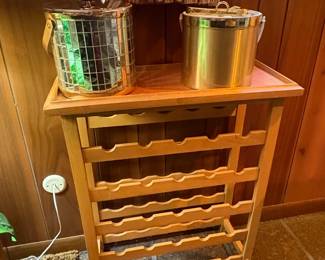 MidCentury Modern Wine Rack with Ice Buckets