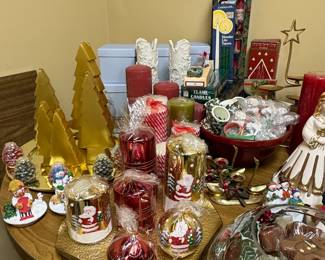 Collection of Assorted Christmas Holiday Decor and Candles second image