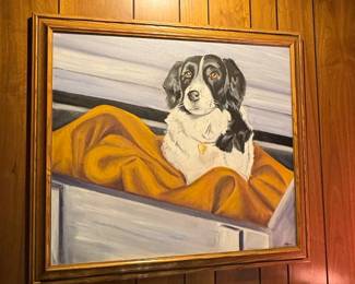 Original Oil Painting of a Dog in a Crate