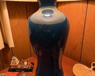 MidCentury Modern Dark Blue Ceramic Table Lamp second image