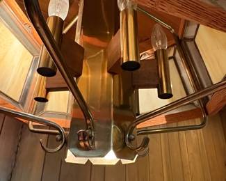 MidCentury Modern Hexagonal Stained Glass Pendant Light third image