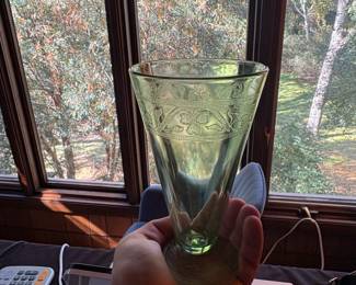 Five Piece Uranium Glass Footed Tumbler Set second image