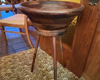 MidCentury Modern Turned Wood Pedestal Bowl