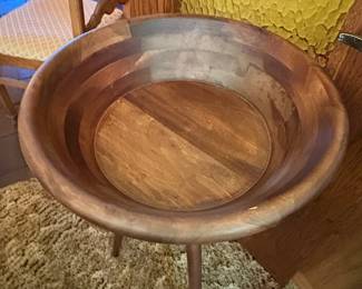 MidCentury Modern Turned Wood Pedestal Bowl second image