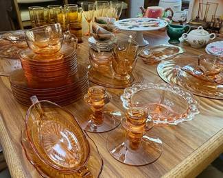 Libbey Apollo Tawny Tumbler Set and Vintage Amber Glassware Collection third image