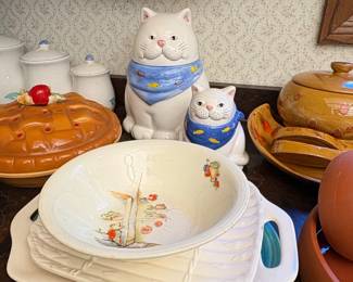 Estate Kitchen Assortment Milk Glass, Ceramic Canisters, and Decorative Tableware third image