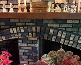 Vintage Brass Fireplace Fan Screen second image