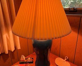 MidCentury Modern Dark Blue Ceramic Table Lamp
