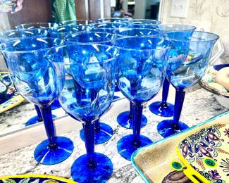 Cobalt blue wine glass set