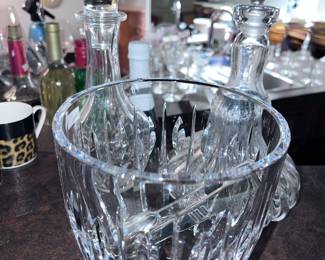 Crystal ice bucket and decanters 