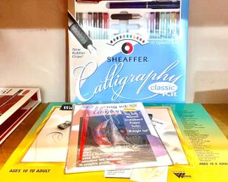 A collection of various art supplies