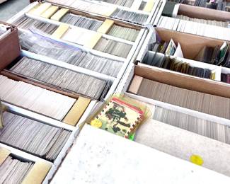 Individual baseball cards in plastic sleeves