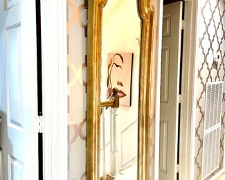 Beautiful tall, gold wall mirror